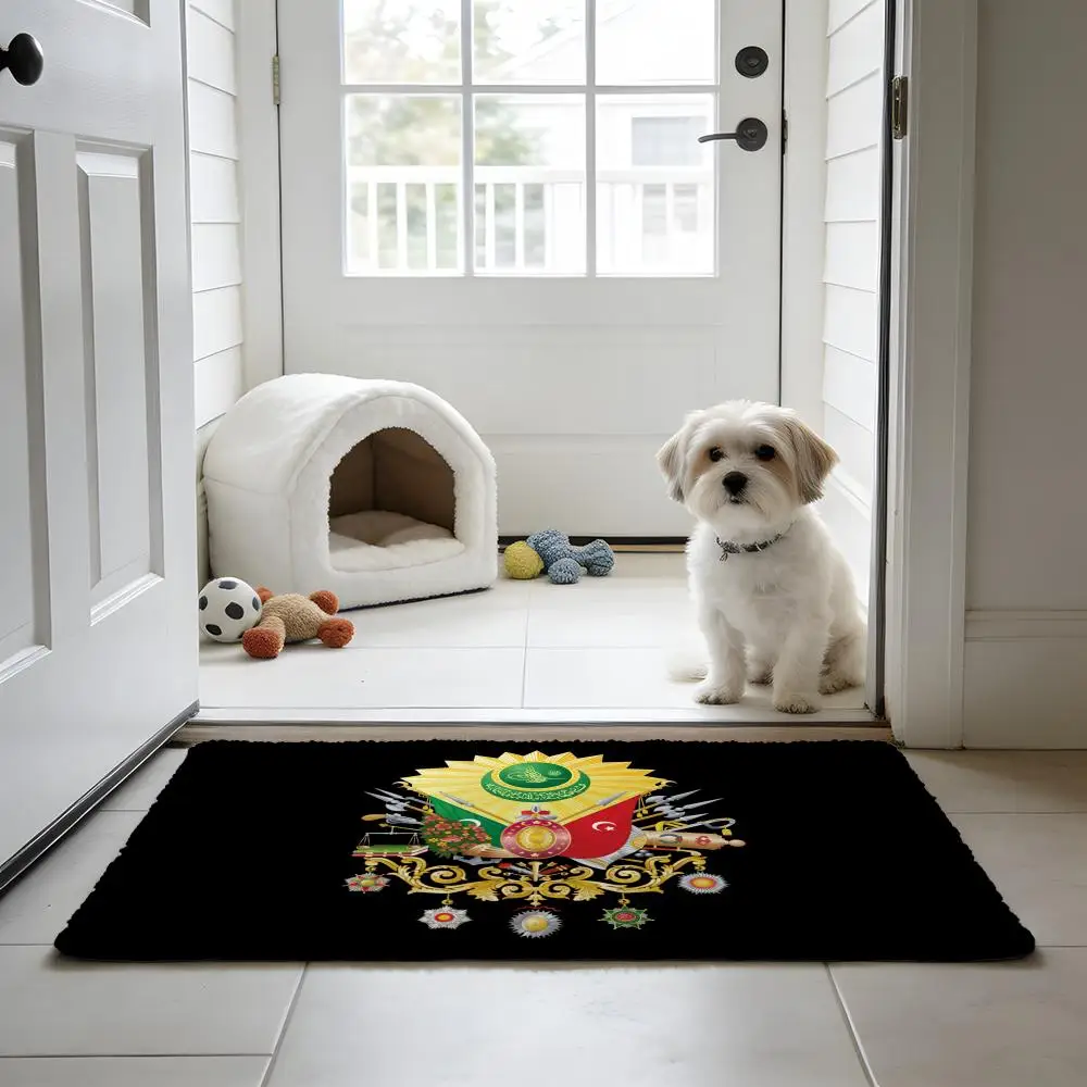 

Coat of arms of the Ottoman Empire Floor Mat Flannel Mat NonSlip Absorbent, Bath Kitchen Doorway Home Decor