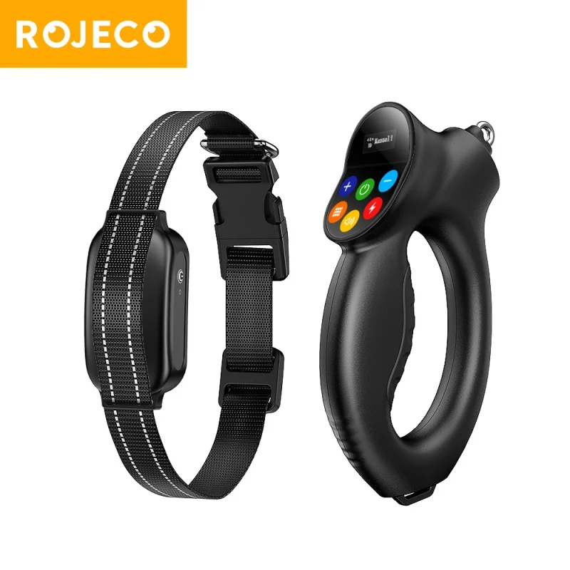 ROJECO Collar de entrenamiento para perros antiladridos, Control remoto recargable, vibrador impermeable, Collar eléctrico para mascotas para perros de muchas razas