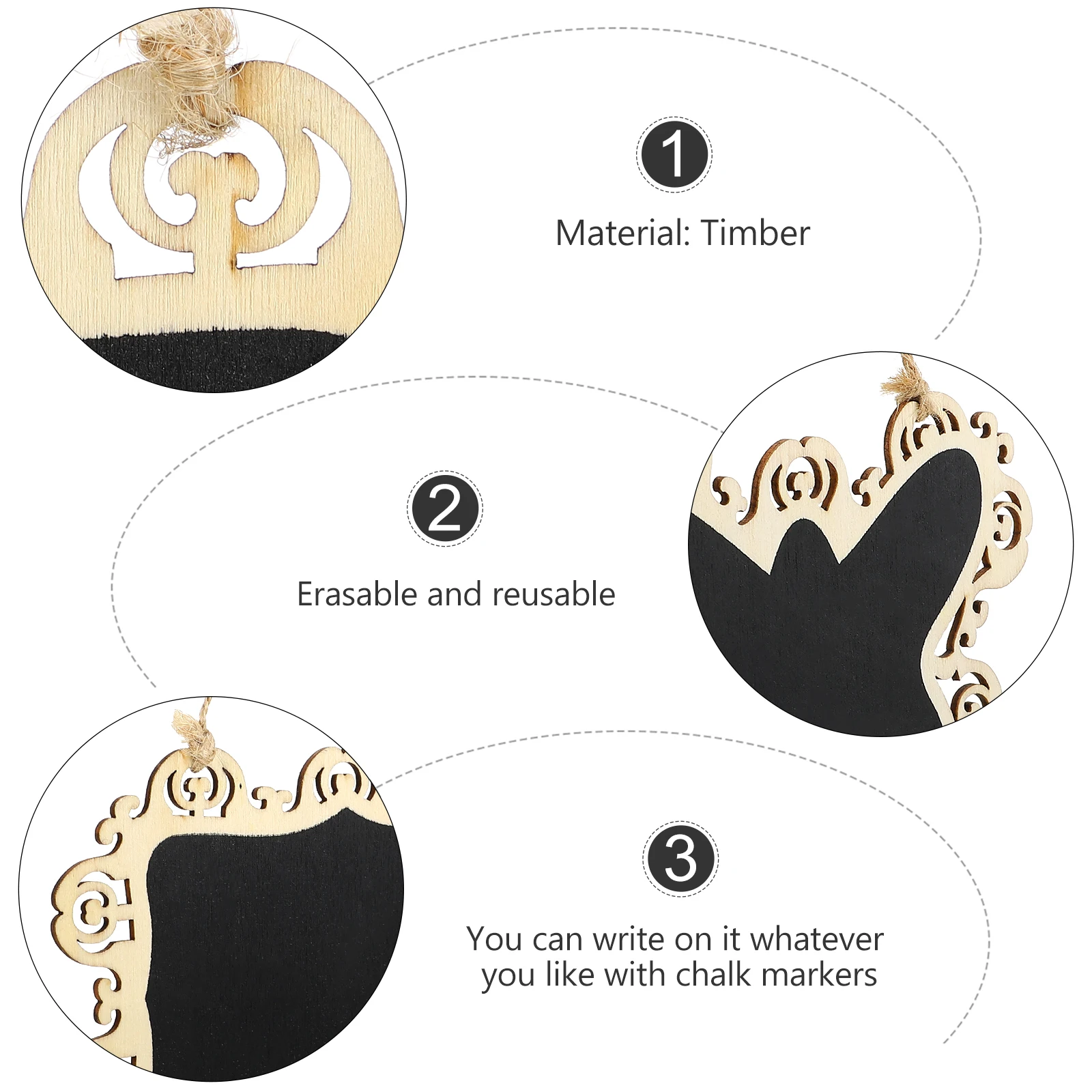 4 Pcs 10x15cm Hollow Edge Mini Blackboard Erasable Reusable Chalkboard Hanging Memo Sign Decor Wall Home Office