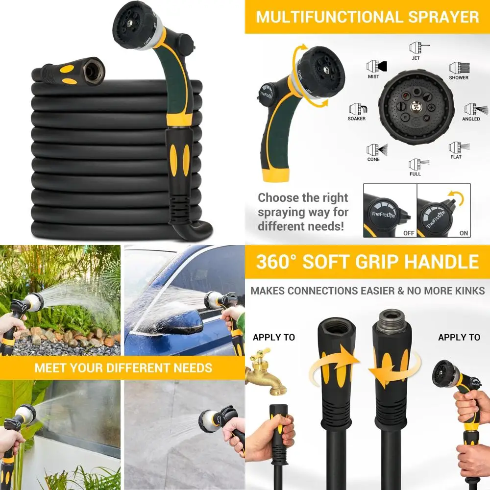 

Гибкий шланг с 8-функциональной насадкой — сверхмощный, устойчивый к ударам, мягкая ручка, прочный для полива на открытом воздухе