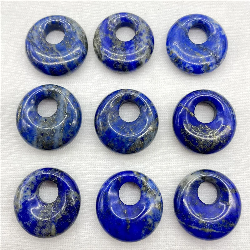 18mm Natural Gem Stone Quartz Crystal Amethyst Donut Charm Beads Pendant For Diy Jewelry Making Necklace Accessories 10pcs