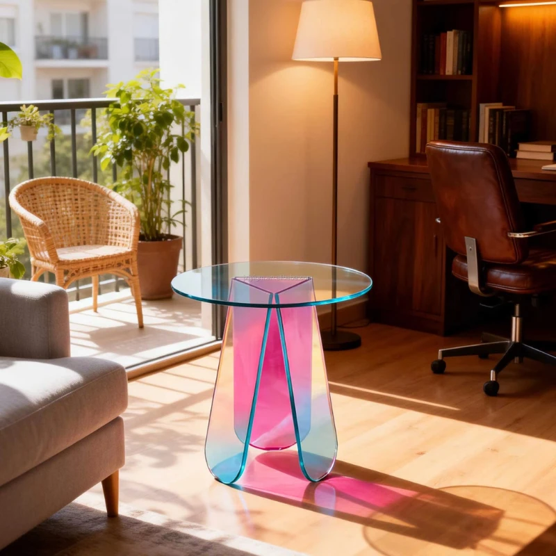 Modern high-quality acrylic gradual change color coffee side table living room personality