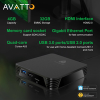 AVATTO 4G Plus 32G Smart Home Assitant Box Black With USB 3.0/2.0 Ports Gateway Quad-core Cortex-A53 Support ZigBee2MQTT，ZHA