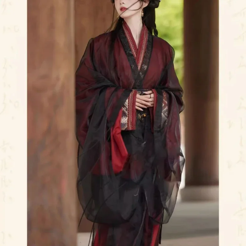 Vrouwen Cosplay Kostuum Oude Originele Hanfu vrouwen Wei Jin Oude Stijl Battle Robe Grote Vest Mulan Dezelfde Stijl Costume2025