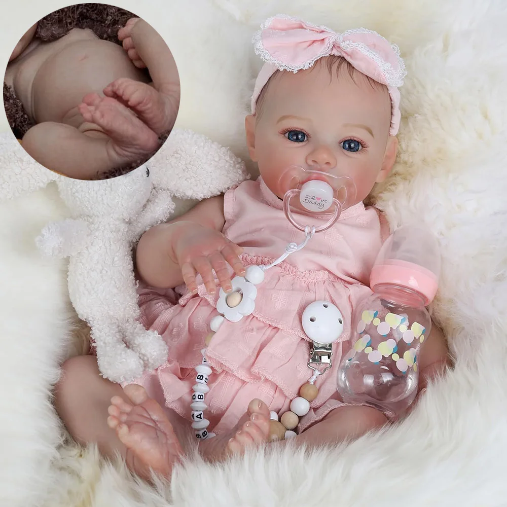 

Reborn Baby Dolls Soft Silicone Full Body 48cm Realistic Newborn Bebe Girl Painted Visible Veins Kids Doll Toy Birthday Gifts