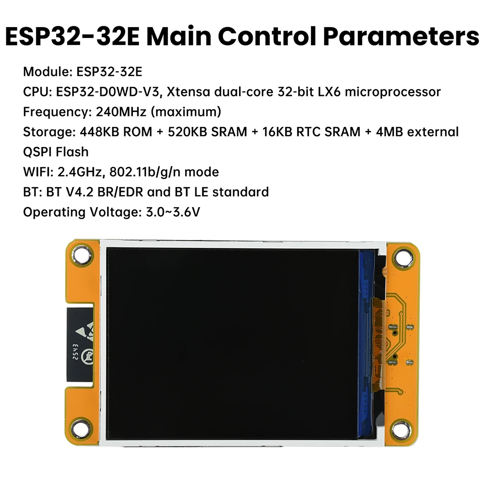 2,8-Zoll ESP32 WiFi BT Entwicklungsboard 240x320 Farbbildschirm ST7789-Treiber Intelligentes Display ESP32-32E Modul Onboard – Detail 10