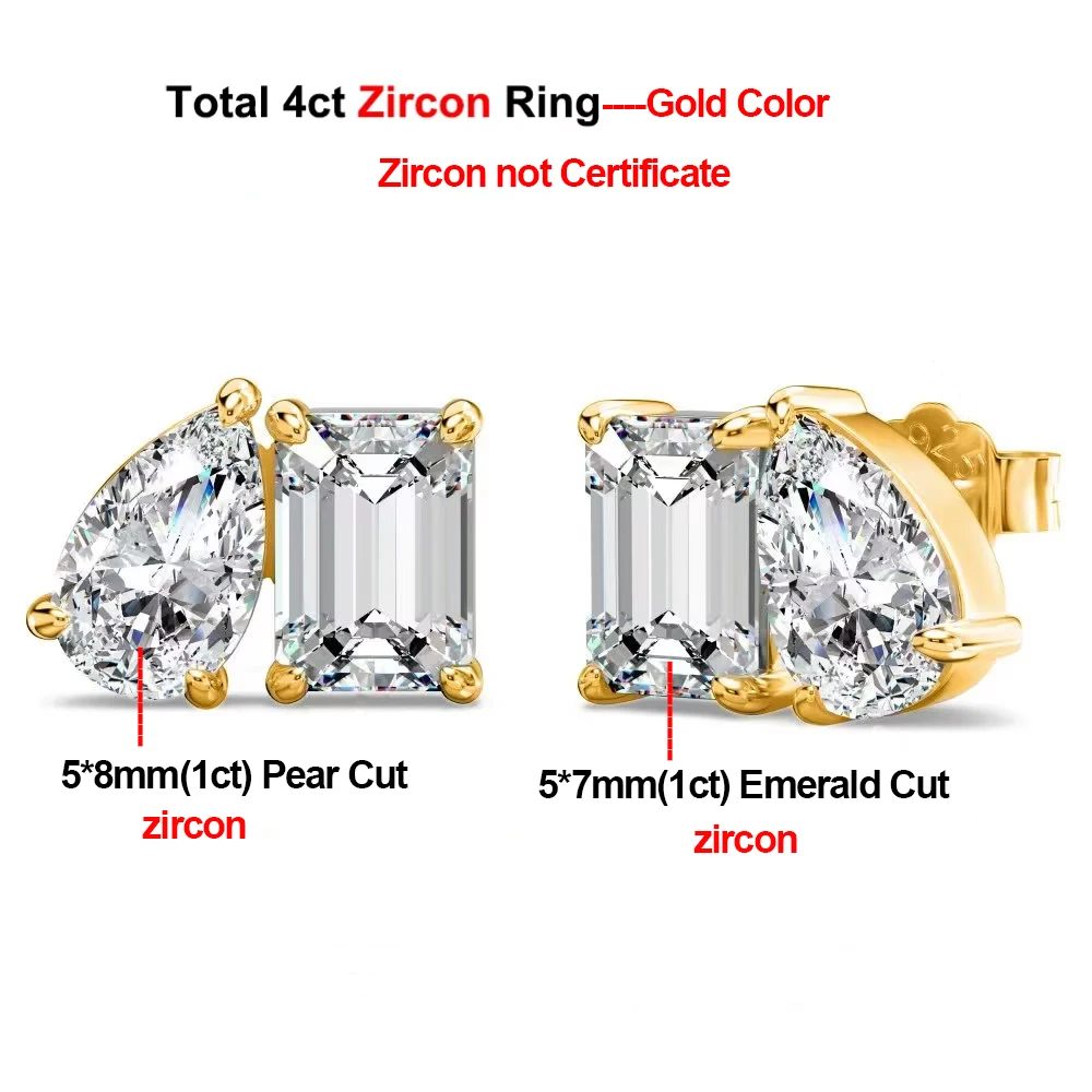 4cttw Emerald & Pear Cut Moissanite Diamanten Oorbellen voor Vrouwen GRA Gecertificeerd S925 Sterling Zilver Twee Steen Stud Oorbel Sieraden
