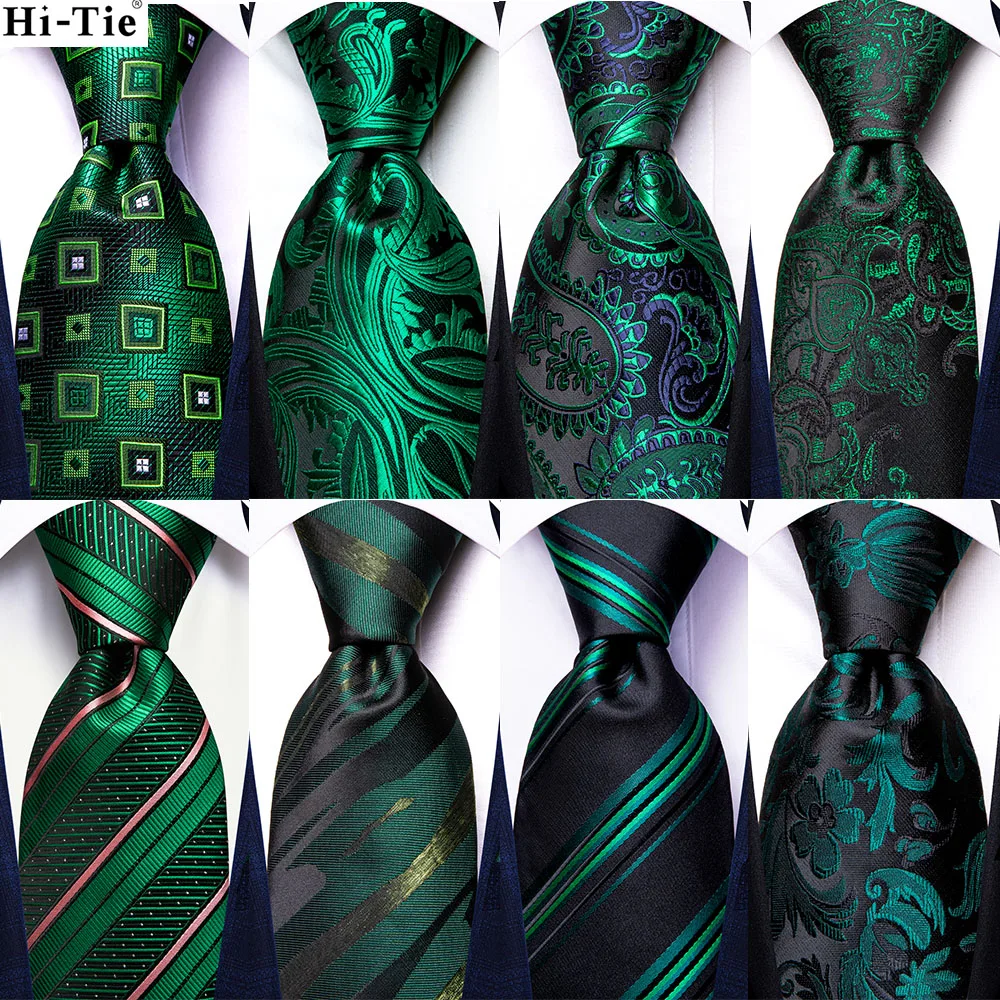 

Hi-Tie Design Green Paisley Striped Silk Tie For Men Handky Cufflink Gift Men Necktie Fashion Business Party Wedding Dropshiping