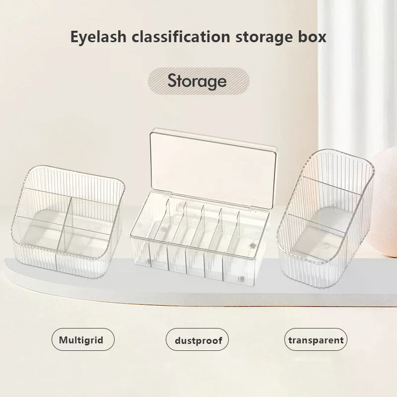 กล่องเก็บอุปกรณ์ต่อขนตาพร้อมฝาปิด อุปกรณ์เสริมสำหรับต่อขนตา กาวติดขนตา ที่จับแหนบ กล่องอะคริลิคใส