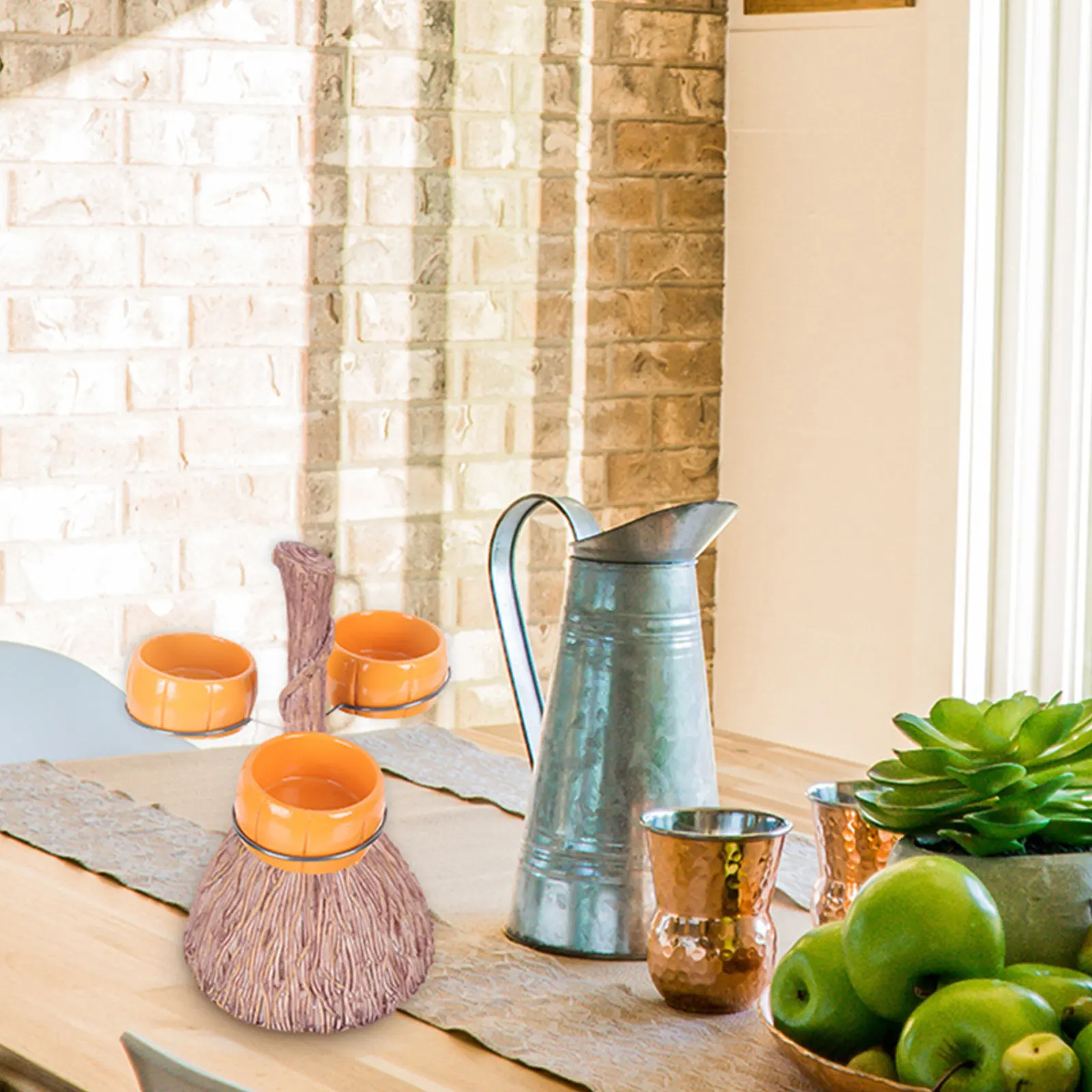 

Набор из 1 предмета: Подставка для закусок на Хэллоуин из пищевой синтетической смолы в форме тыквы и метлы для демонстрации десертов, закусок и банкетов