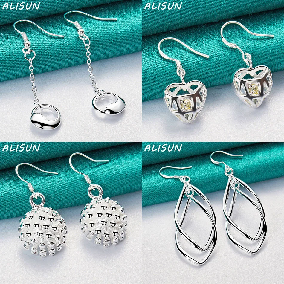 

ALISUN 925 Sterling Silver Geometric Drop Earrings For Women Fashion Jewelry Charm Grace Noble Wedding Accessories