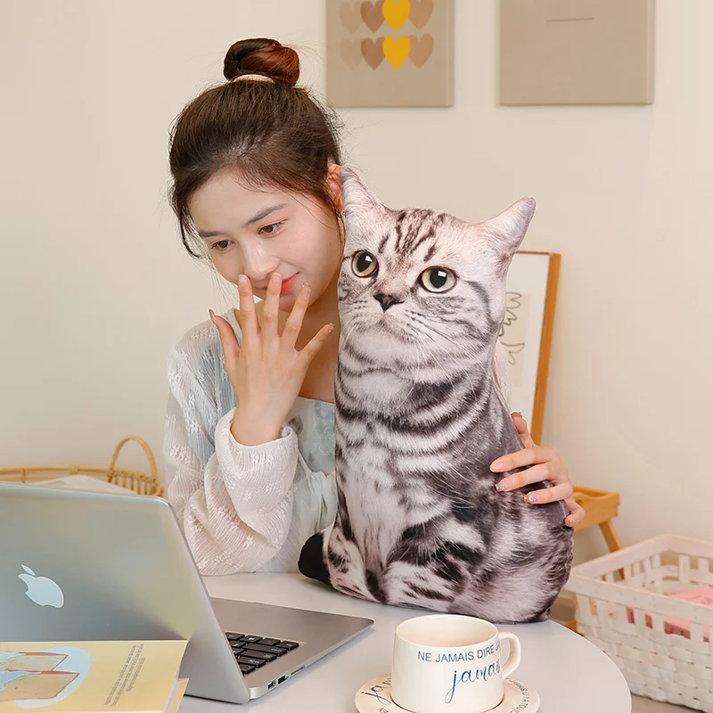 48CM 3D Printed Cat Plush Pillow Simulated Ragdoll Cat‌ Maine Coon‌ Orange Cat Chinese Li Hua Sphynx Cat British Blue Cushion