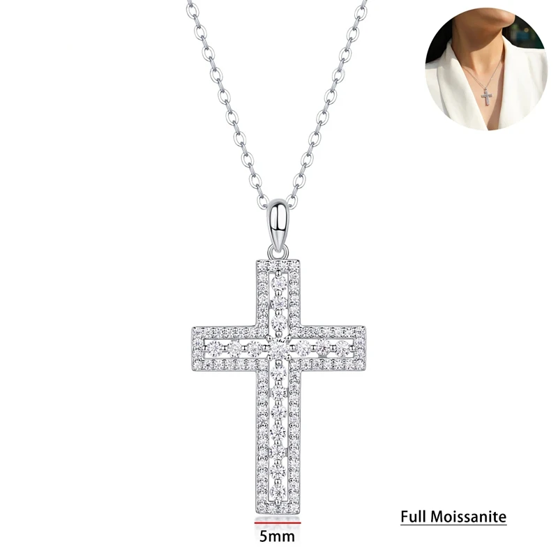 

Serenity D Color Full Moissanite Cross Necklace For Women GRA Certified S925 Silver Jesus Pendant Necklace Plated 18K Jewelry