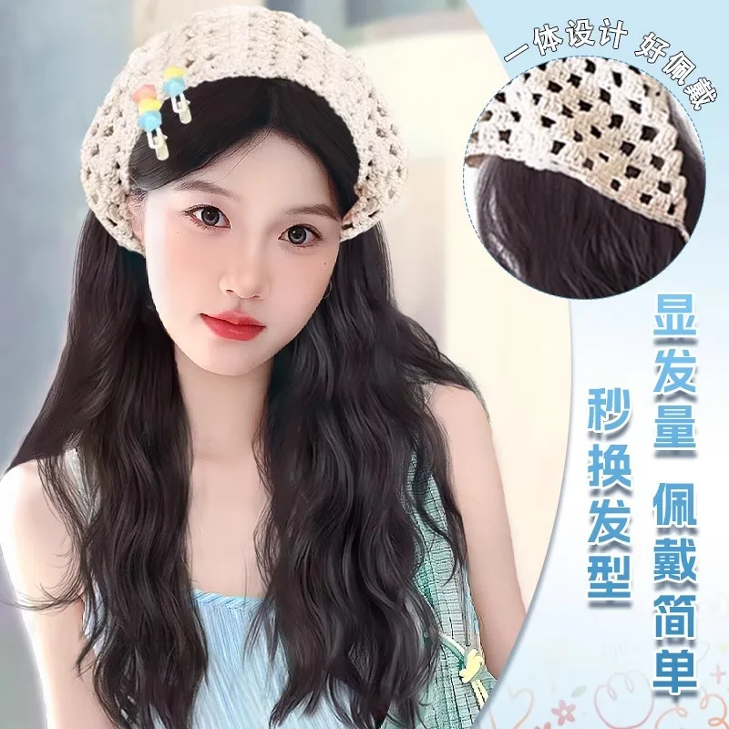 Shimmer Curly Hair Wigs for Woman Long Wavy  Synthetic Hair for Daily Use 가발모자  Wig Cap ウィッグ Natural Free Wigs