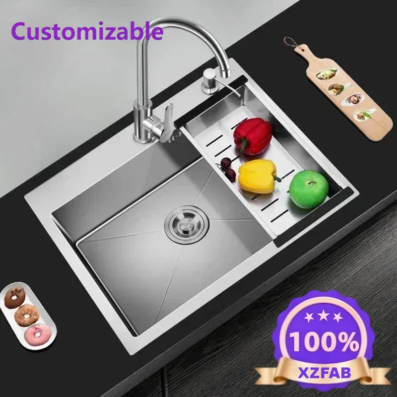 Factory Direct 2026 High Quality Nordic Modern Thickened Kitchen Sinks For Simple Commercial Sink For Dining Room Brushed Metal