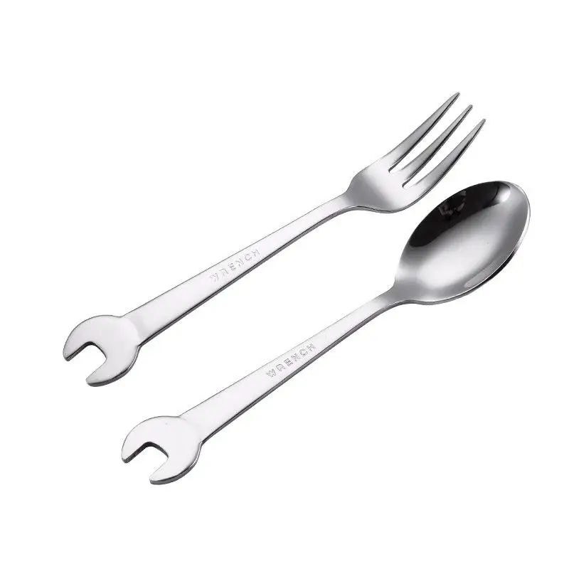 Stainless Steel Spoon Wrench Spoon Fork Ice Cream SpoonCreative Small Spoon Gift Bar Kitchen Tools Tableware Teaspoons