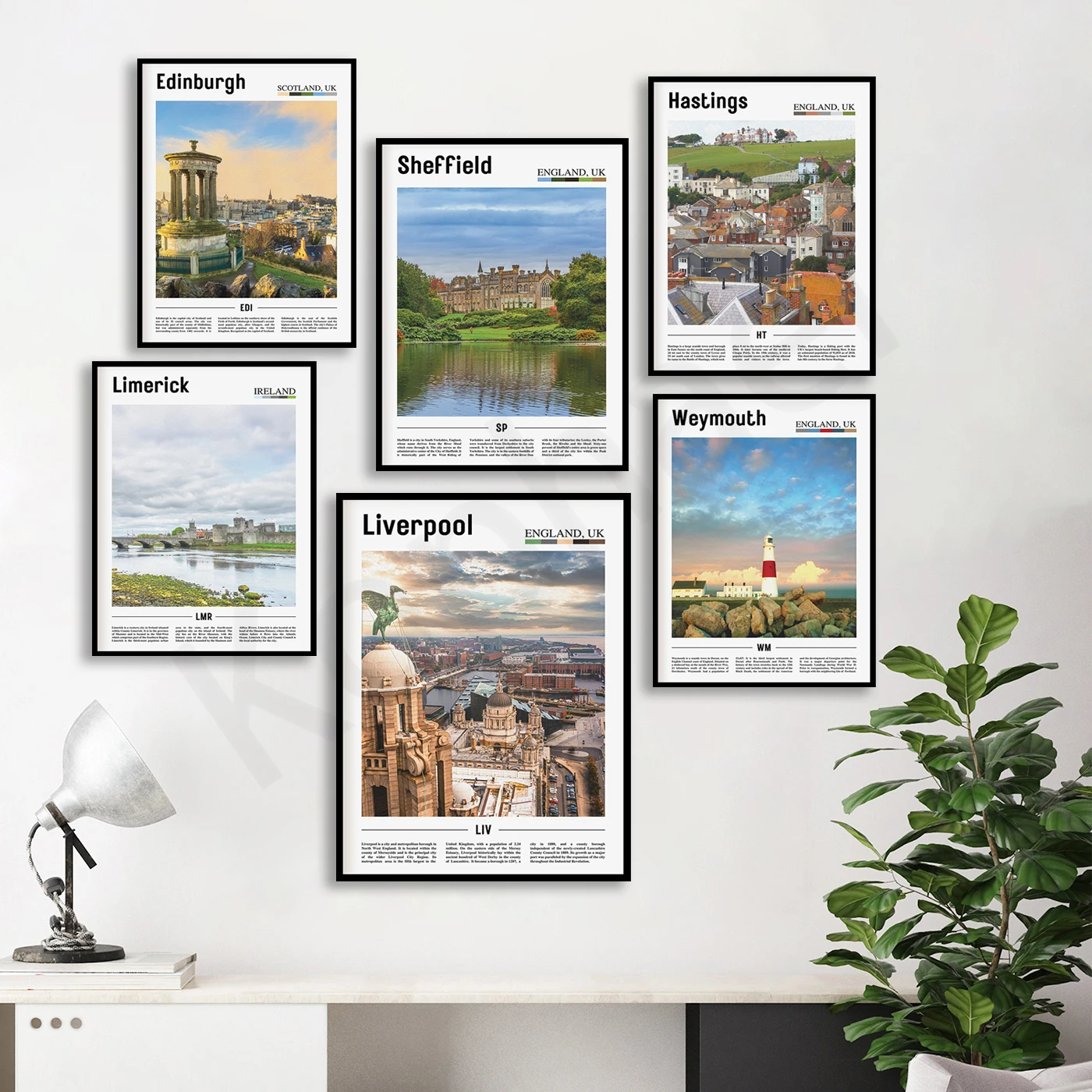 Berkshire Edinburgh Hyde Sheffield Northern Ireland Cambridge Essex Hastings Limerick Weymouth City Travel Landscape Poster