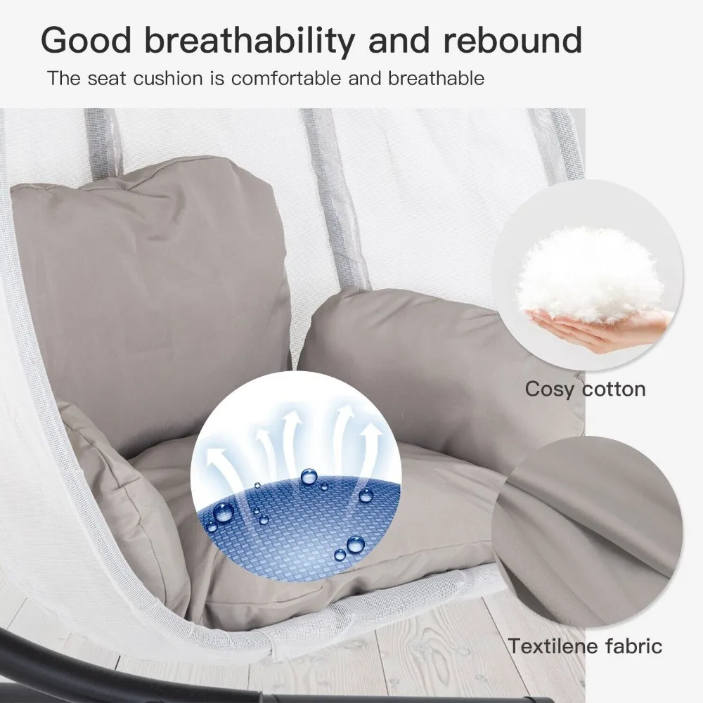 Sedia a uovo con comodi cuscini Sedia sospesa per interni ed esterni Robusta e resistente