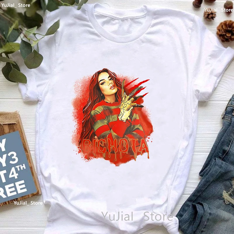 Hot Sale Fashion Tshirt Girls Karol G Bichota And Heart Tattoo T Shirt Women Summer Fashion Short Sleeve T-Shirt Female