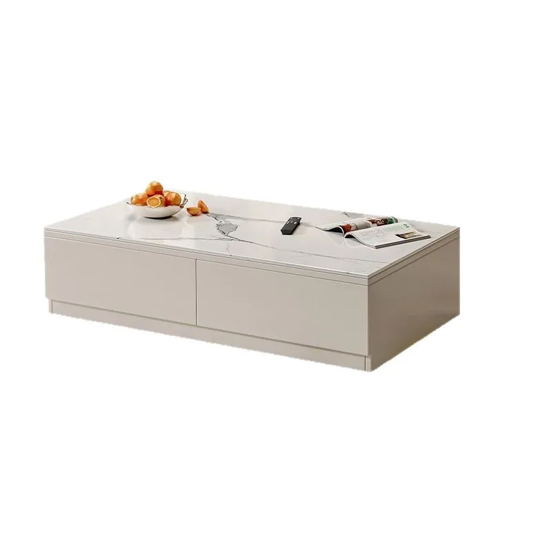Living room slate suspended TV cabinet coffee table combination light luxury high-end home TV cabinet multi-functional locker