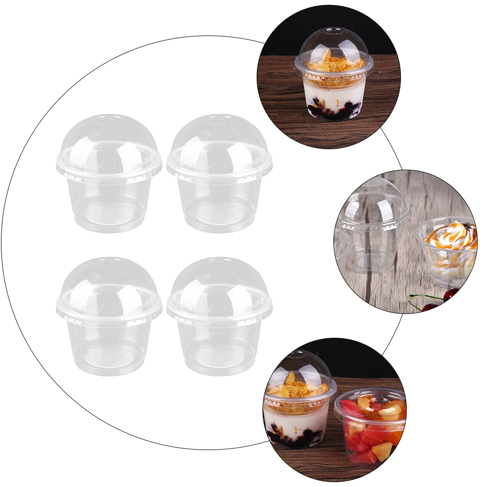 

20pcs 250Ml Disposable Clear Dessert Cups With Lids Thickened Salad Cups Leakproof Transparent For Ice Cream Cakes Party Use Eco