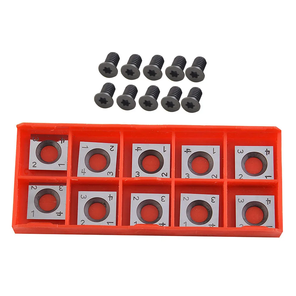 10pcs 14*14*2mm Carbide Inserts Cutters Square For Woodworking Spiral Planer Head Indexable Inserts With Screws CNC Tools