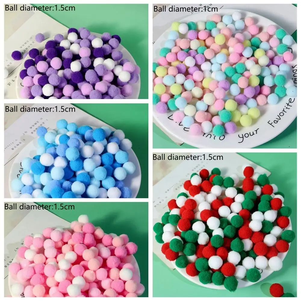 1 Pack 1cm/1.5cm Pompom Fur Balls Macaron Colors Chrismas Colors DIY Pom Pom Ball DIY Fluffy DIY Plush Ball Handmade Kids Toys