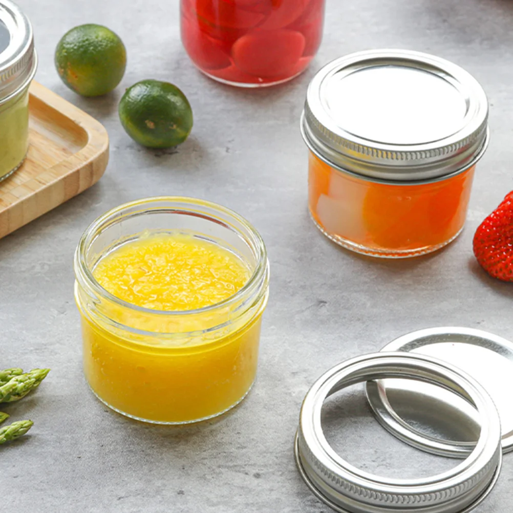

4Pcs Silver Aluminum Lid Clear Plastic Jars Mini Wide Mouth Cylinder Food Storage Containers Kitchen Candy Tea Pantry Canisters