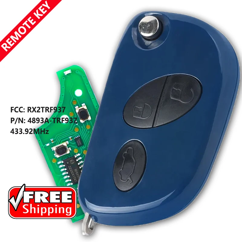 

DIYKEY RX2TRF937 433MHz ID48 Flip Remote Key Fob for Maserati GranTurismo Quattroporte 2005 2006 2007 2008 2009 2010 2011 SHELL