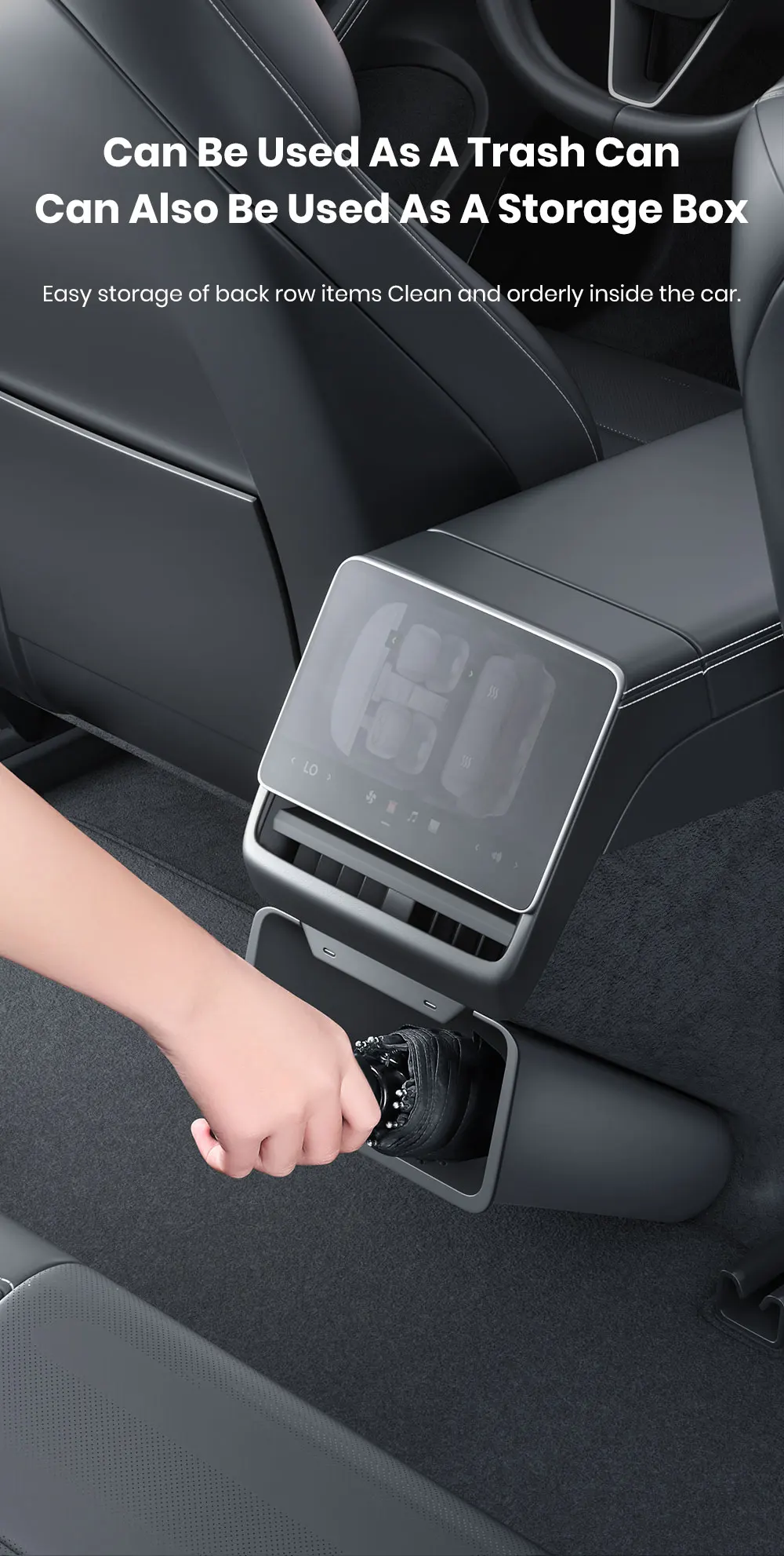 YZ Für Tesla Model 3 Y Highland Juniper Rücksitz-Mülleimer Magnetische Heck-Aufbewahrungsbox Abfalleimer Organizer 2026 Auto-Zubehör – Detail 6