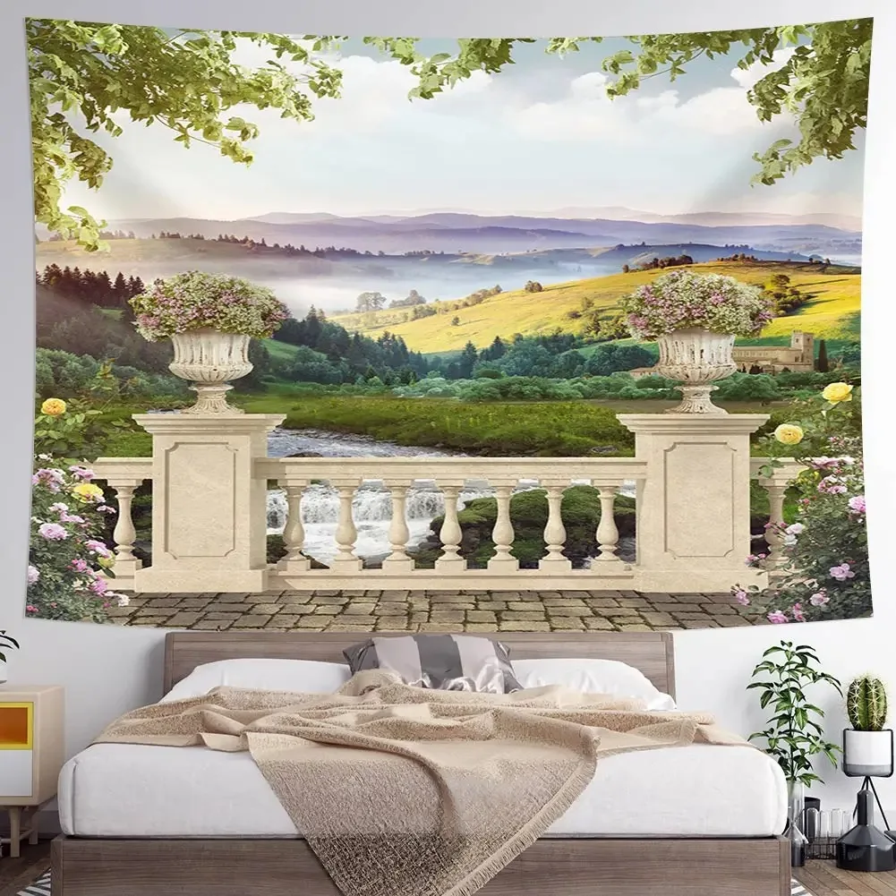 Beautiful garden flowers home decoration hanging cloth living room printed background cloth room dormitory wall tapestry