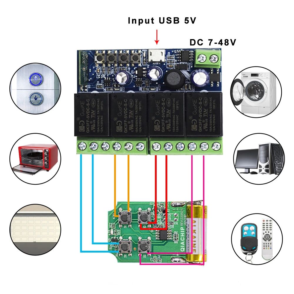 5/10pcs EWelink Smart Switch Wifi RF DC 5V 12V 24V 48V 4 CH ricevitore relè controllo della luce per Smart Home funziona con Alexa/Google