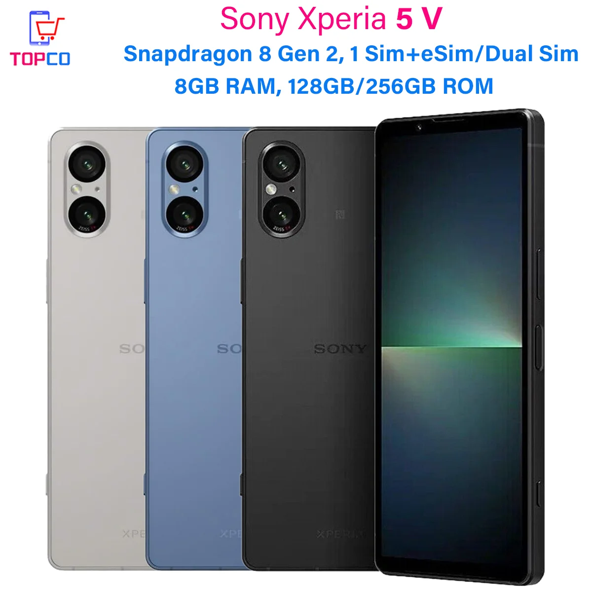 هاتف Sony Xperia 5 V 5G XQ-DE54 DE72 128/256GB ROM 8GB RAM 6.1 "Snapdragon 8 Gen 2 ثماني النواة 48MP eSim ثنائي الشريحة هاتف محمول أصلي