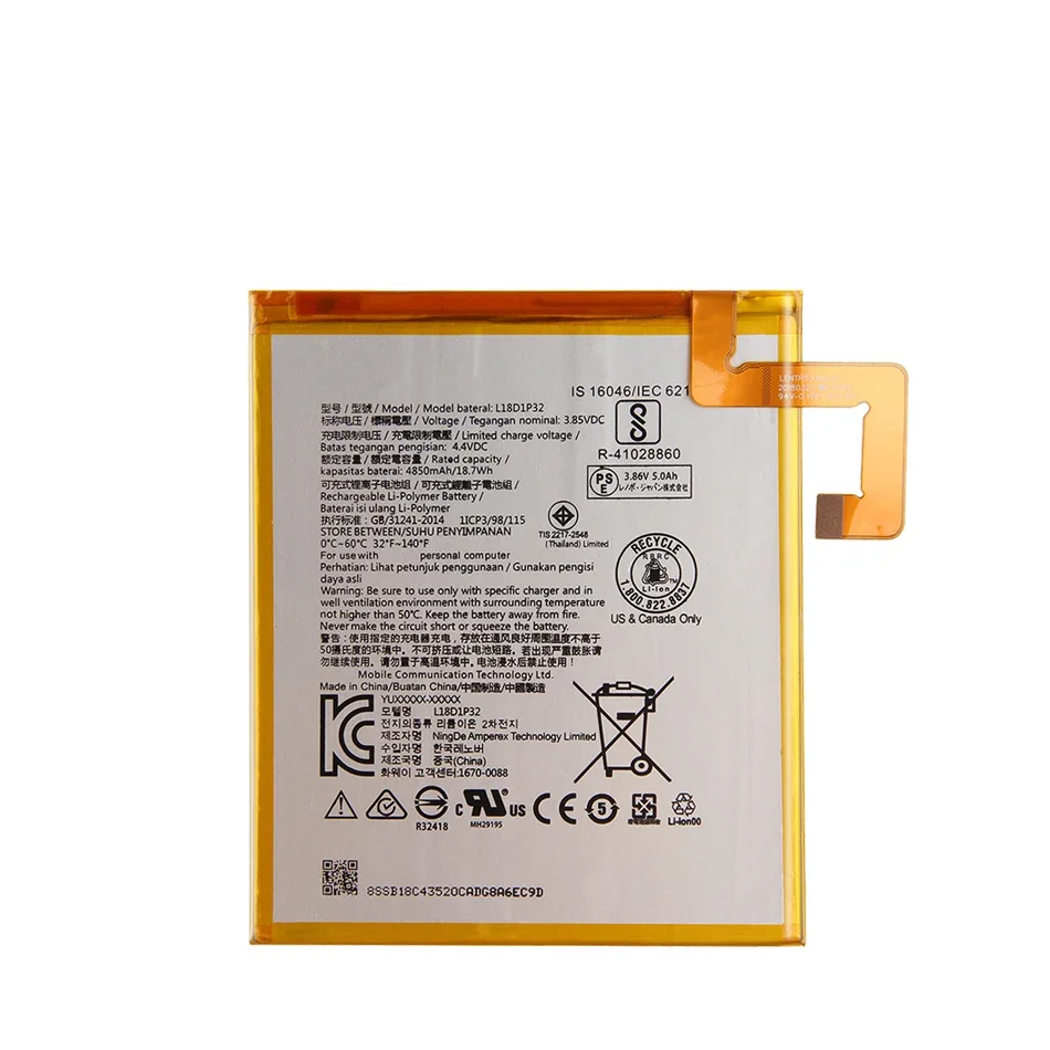 

L18D1P32 4850mAh Battery for Lenovo Tablet M10 M 10 TB-X605L TB-X605F TB-X605M TB-X505X X505L X505F X505N Tab Batteries Replace