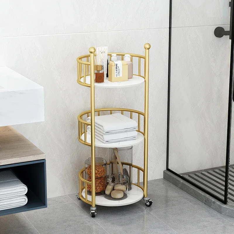 Nordic Iron Art Trolley  Creative MultiStorey Shelves, Removable Bathroom Storage, Side Tables for Living Room