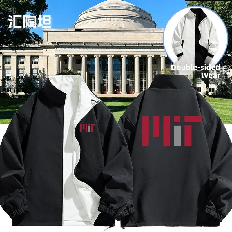 

Куртка MIT College Nearby Jaet, двусторонняя, для мужчин и женщин, осенне-зимняя, молодежная, модная, свободного кроя, ветрозащитная