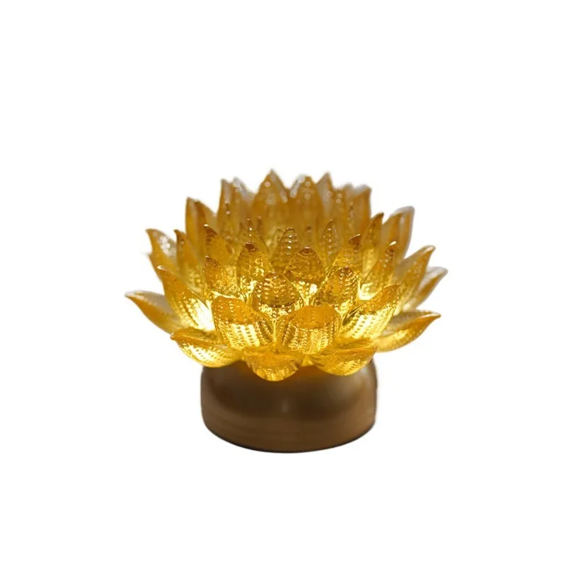 Glazed gold emperor lotus lotus flower lamp Buddha front lamp