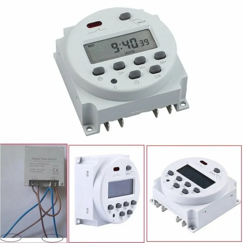 CN101A Timer Switch AC/DC 12V 24V 110V 120V 220V 230V 240V Digital LCD Power Week Mini Programmable Time Switch Relay 8A to 16A