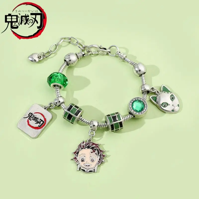 

Demon Slayer Anime Kamado Tanjirou Beads Pendant Bracelet Enamel Charms Child Diy Hand Chain Men Women Alloy Bracelet for Gifts