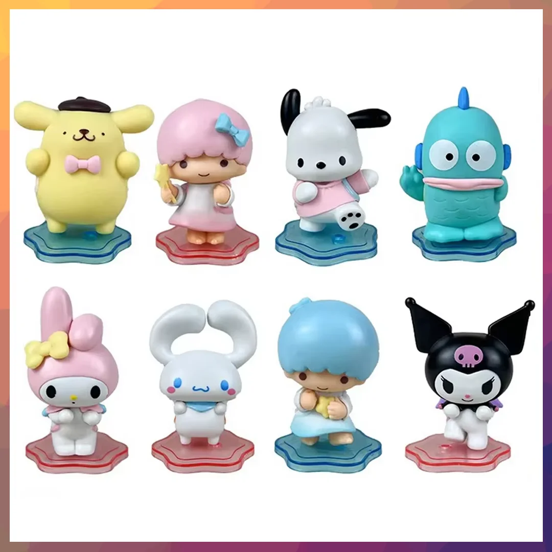 

Sanrio Pudding Dog Melody Pacha dog Figurine Animated Pom Purin Beauty Back to Back Friends Series Surprise Action Figurie Toy