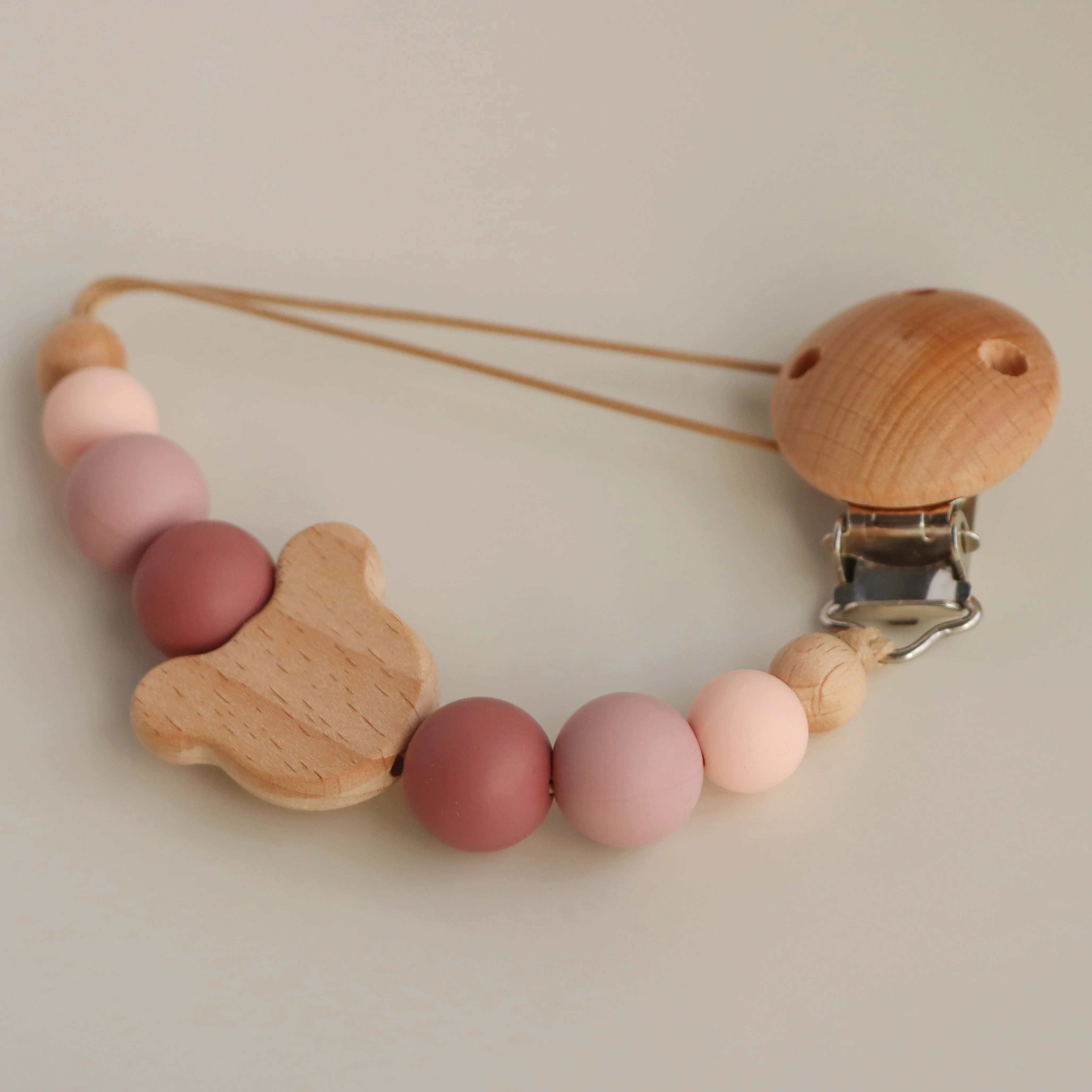 Silicone Teether Beads Strap Baby Nipple Clamp Wooden Pacifier Dummy Chain Strap Rope Clip Holder Hanger Tweezers Attache Teats