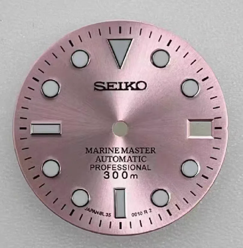 قرص NH35 28.5 ملم / قرص NH36 شعار S أخضر يتوهج في الظلام شبح الماء الغوص وجه ميكانيكي للوجه لـ seiko mod #3