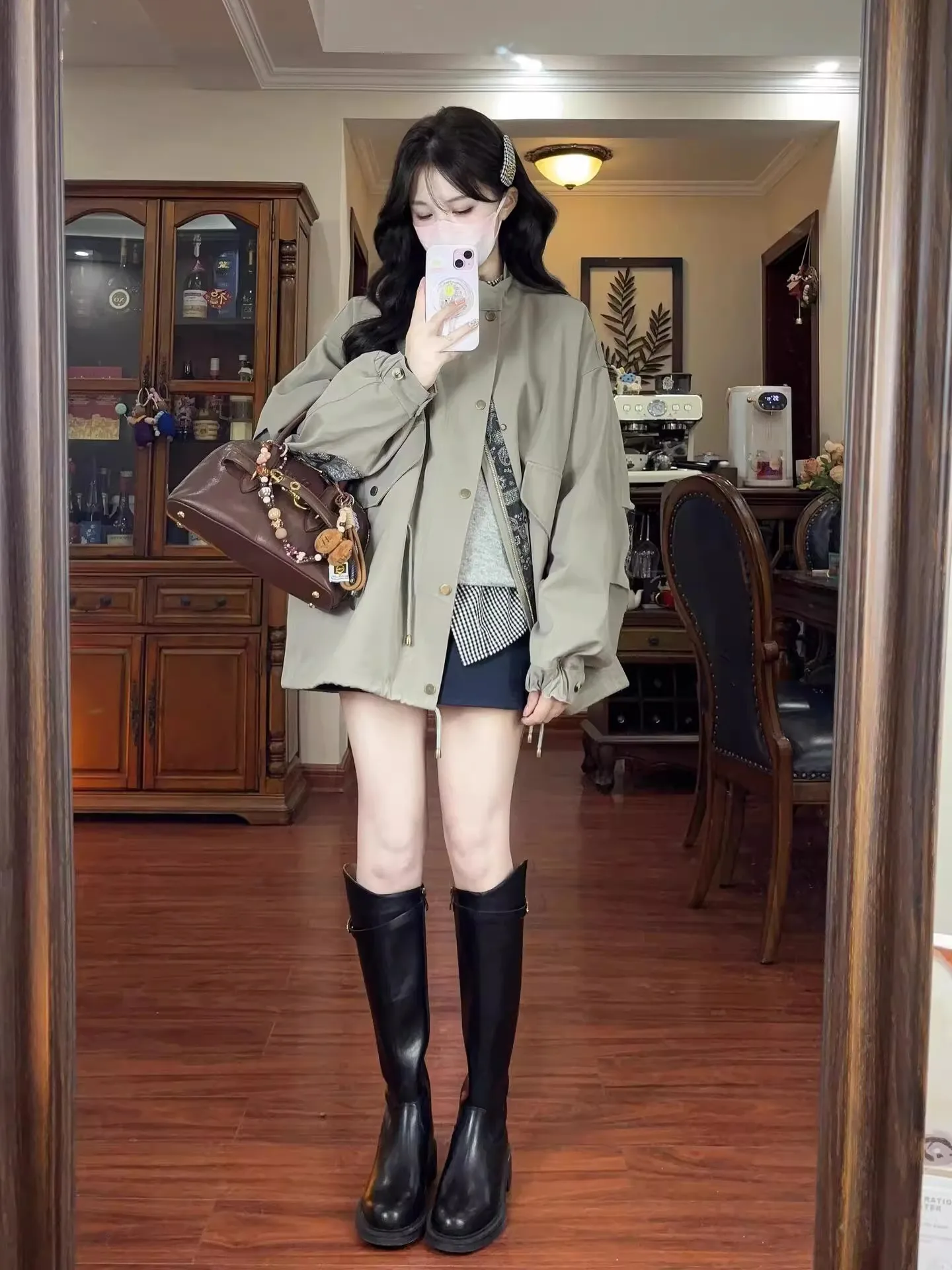 2025 primavera outono coreano sle dstring gola casaco feminino solto briti sle blusão longo sve zíper puro...