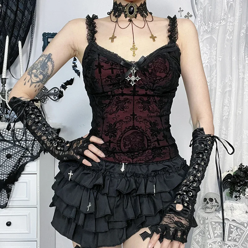 Vintage Gothic-style Tomboy Lace Bandeau Top for Women, 2026 New Style, Sexy and Form-fitting, Versatile Top