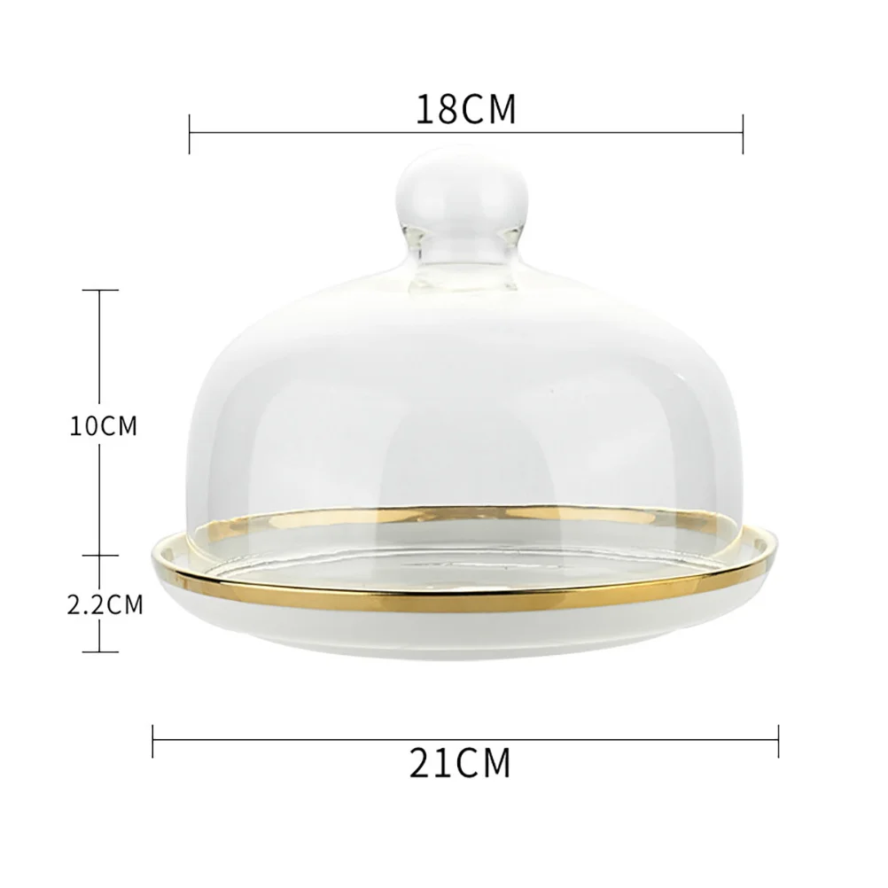 

Cake Plate with Dome Pan Lid Transparent Round Cover for Food Covered Holder Glass