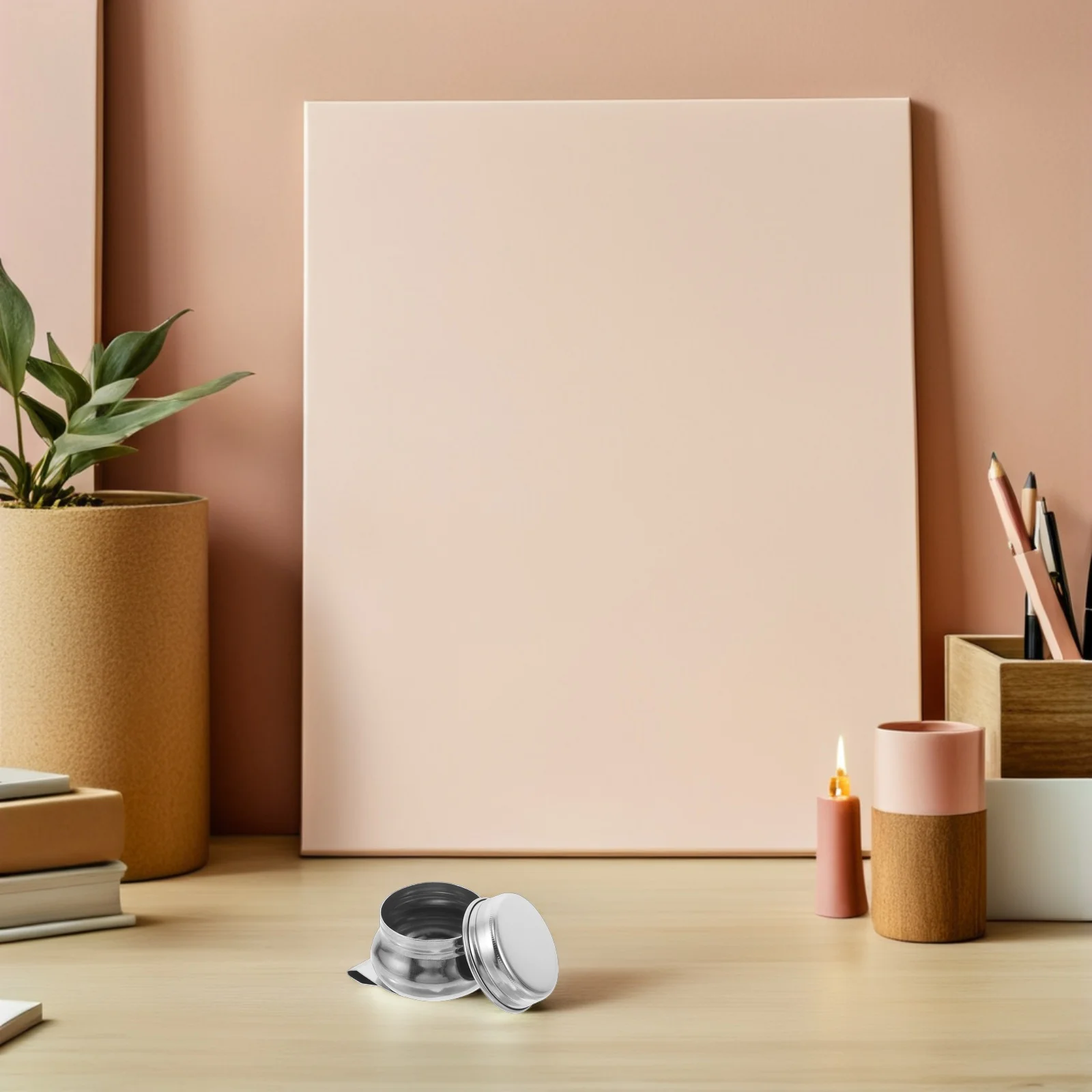 3 قطعة فرشاة طلاء من الفولاذ المقاوم للصدأ وعاء غسيل 4.5X4.5X2.5Cm لوحة ألوان زيتية مع غطاء خلط محمول للفنانين في الهواء الطلق #2