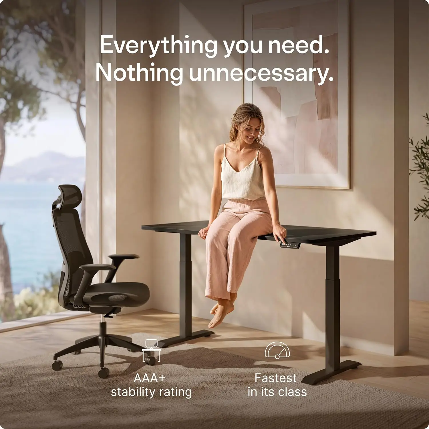Standing Desk 60x30 — Ergonomic Sit Stand Home Office Desk, Made in Europe, Electric Dual Motor Height, Customized