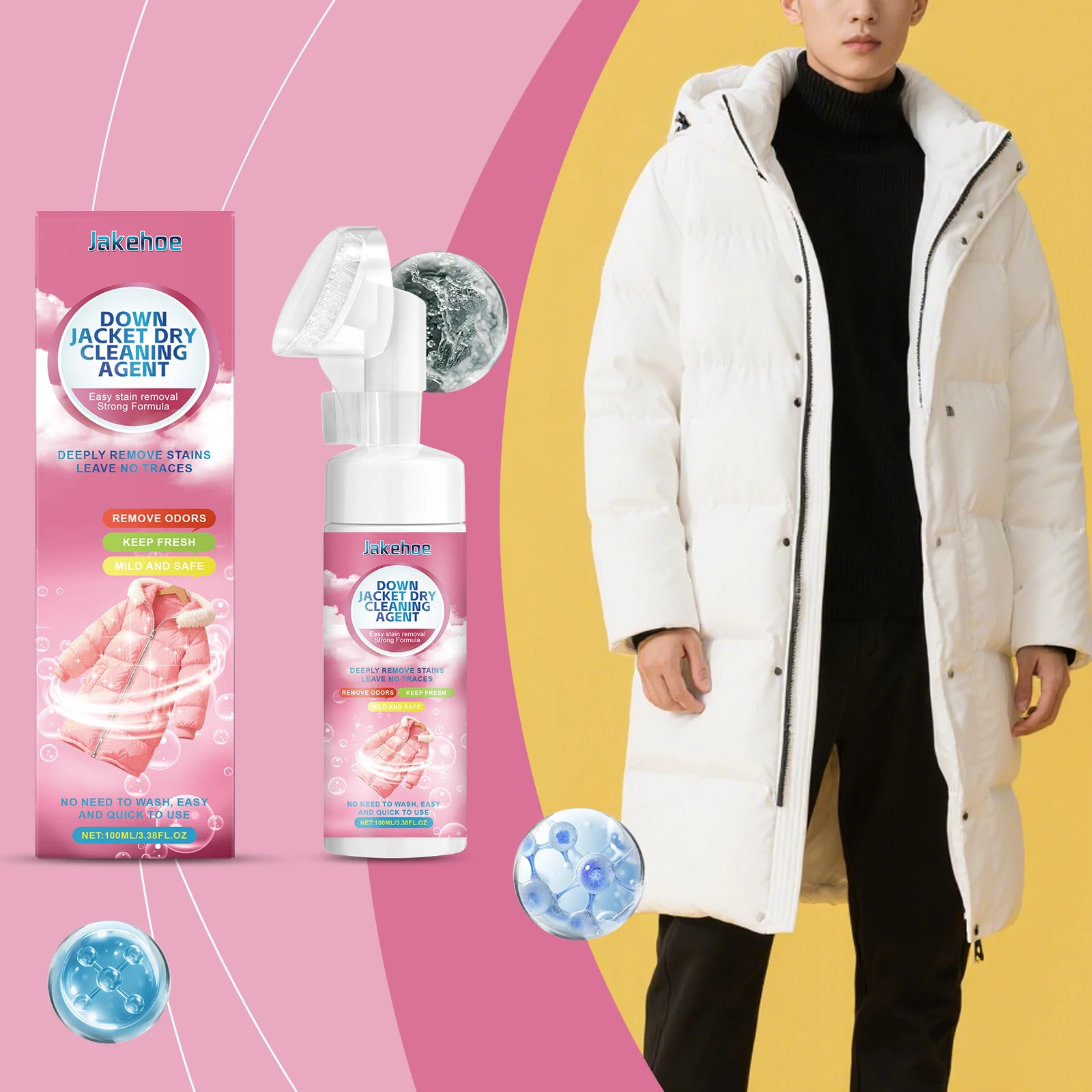Jacket Dry Cleaning Spray Removing Stubborn Stain Yellowing Soften Clothing Long Lasting Fragrance Clothing Foam Cleaning Liquid