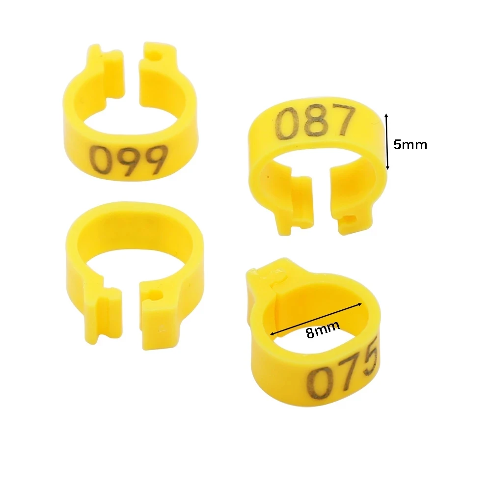 100 Pcs Bird Foot Ring Inner Diameter 8 mm Snap-on Identification Ring Poultry Dove Bird Parrot Clip Rings Pigeon Supplies