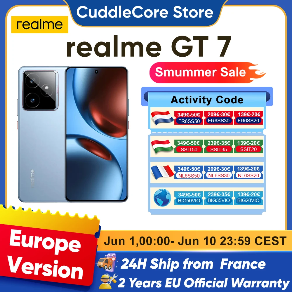 realme GT 7 5G smartphone ai Android 7000 Mah Titanium batterie 120 watts ultra - rapide dimensionnement 9400e processeur 6,78 pouces écran 120 Hz fonction NFC